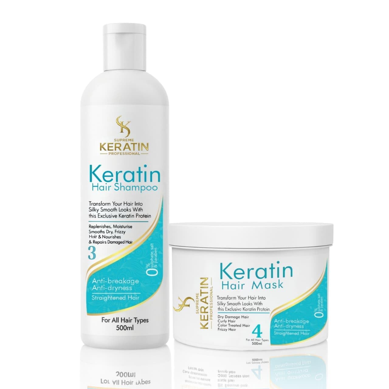 KERATIN SHAMPOO & TREATMENTとケラチンブースト5セット Supreme Keratin Shampoo & Hair Mask Combo Set 500ml | Professional